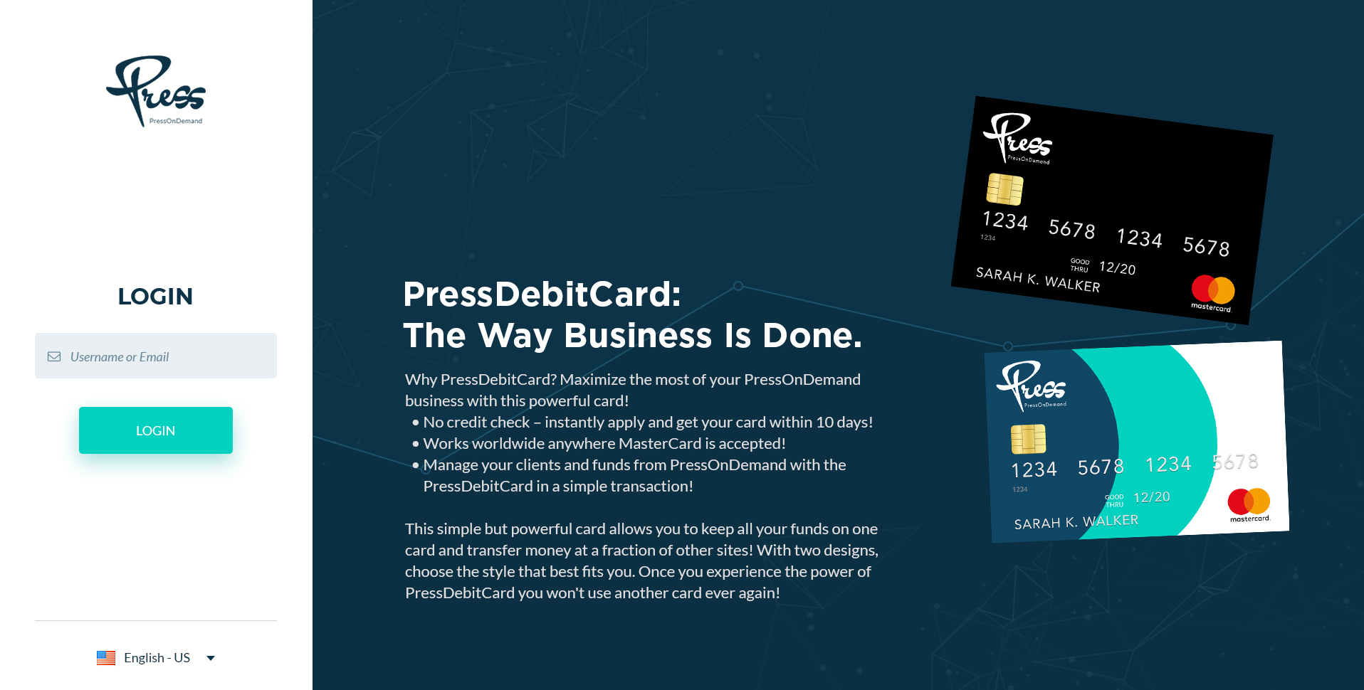 PressDebitCard MasterCard PressPro PressOnDemand Payments Service Providers